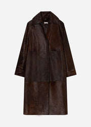 Polished Calf Hair Coat in Chocolate - Chocolate - CO Collections